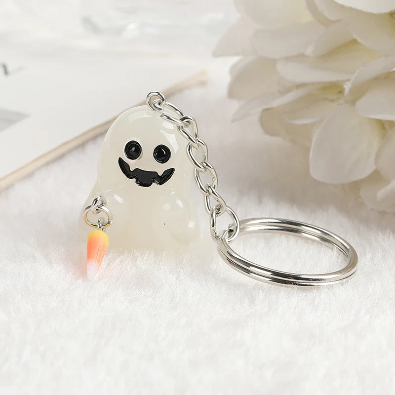 Halloween Glow-in-the-Dark Keychain – Pumpkin, Skull & Ghost Acrylic Keyring for Women