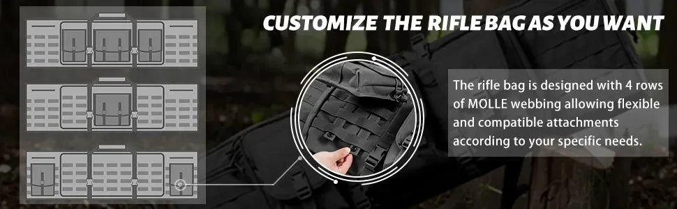 Waterproof Tactical Rifle Case Backpack – 42/46 Inch Carbine Airsoft Hunting Gun Bag with Shoulder Straps