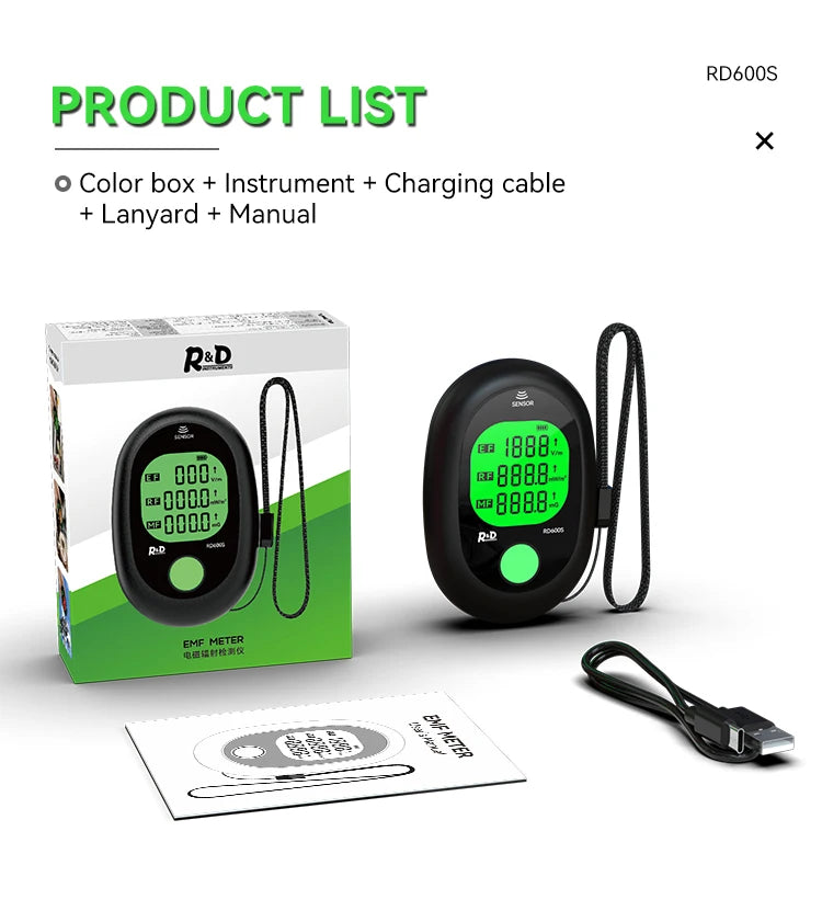 R&D RD600S EMF Meter – 3-in-1 Electromagnetic Field Radiation Detector for Ghost Hunting & Paranormal Investigations