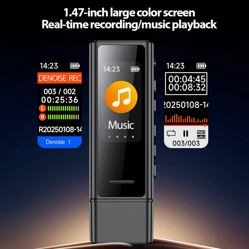 Mini Pocket Voice-Activated Recorder with Back Clip – Professional Noise-Canceling Digital Audio Recorder & MP3 Player