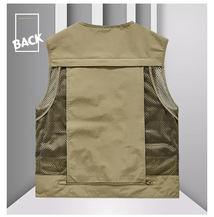 Men’s Tactical Vest – 14 Pocket Mesh Cargo Waistcoat for Hiking, Fishing & Outdoor Adventures | Lightweight Summer Jacket