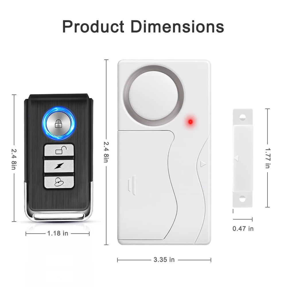 110dB Loud Alarm Windows Open Alarms Magnetic Security Sensor Wireless Remote Door Alarm for Kids Safety