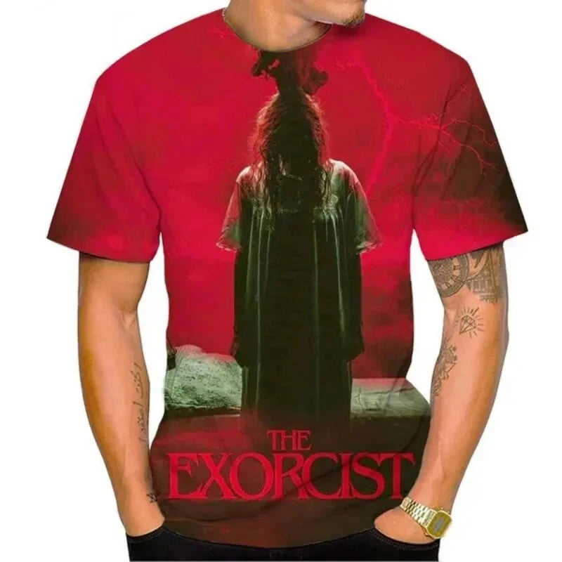 The Exorcist Horror 3D Print T-Shirt – Unisex Streetwear Tee for Men, Women & Kids | Gothic Ghost Hunting Fashion