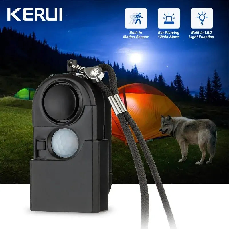 KERUI Mini Motion Detector Alarm – 120DB Siren & SOS LED Light for Ghost Hunting & Security