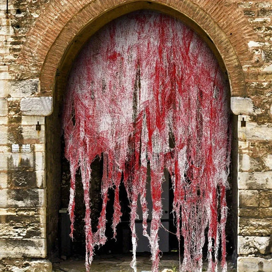 30x72 Inch Horror Bloody Halloween Door Curtain – Haunted House Decoration