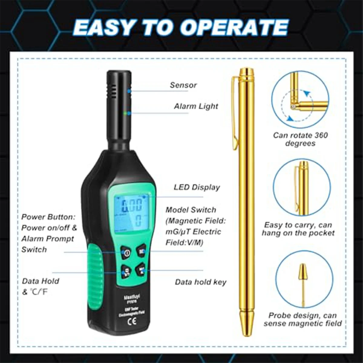 Mastfuyi 3-in-1 Ghost Hunting Equipment Kit – EMF Detector & Divining Rod for Paranormal Investigations