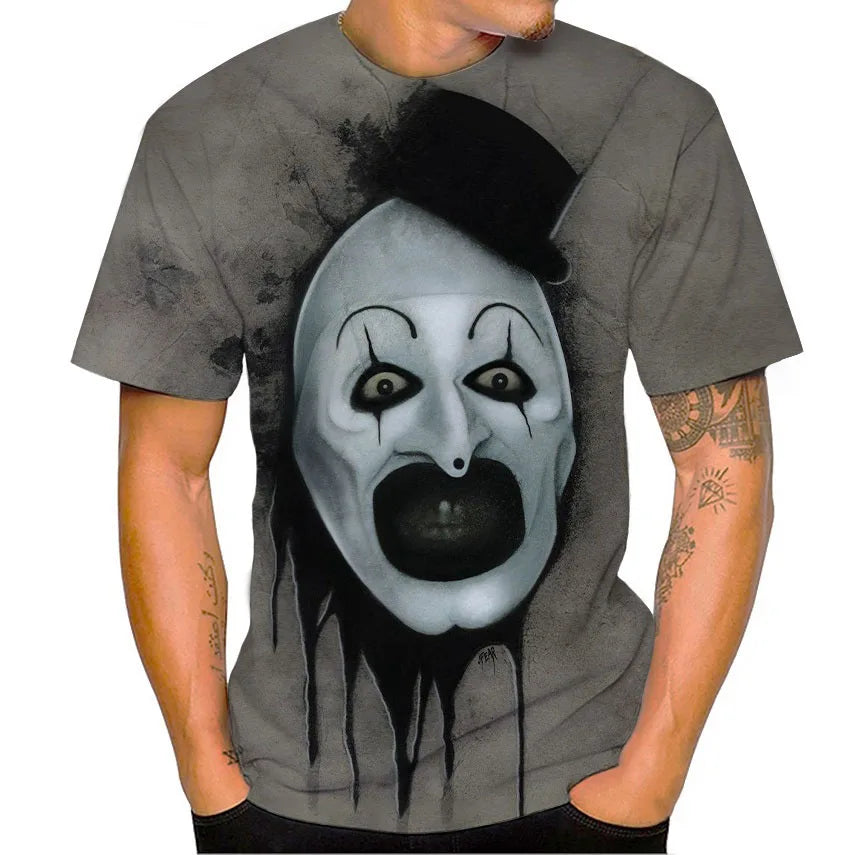 Terrifier Horror 3D Print T-Shirt – Oversized Unisex Streetwear Tee for Men, Women & Kids | Gothic Haunted Fashion