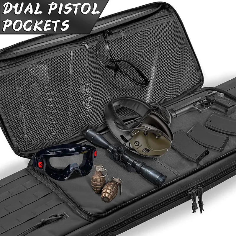 Waterproof Tactical Rifle Case Backpack – 42/46 Inch Carbine Airsoft Hunting Gun Bag with Shoulder Straps