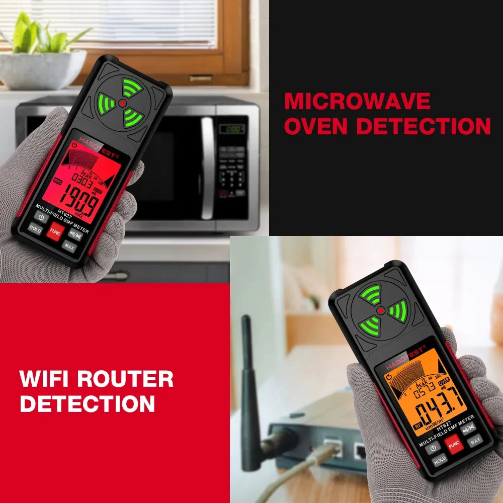 HT627 3-in-1 EMF Meter – Electromagnetic Field Detector for Paranormal Investigations & Ghost Hunting