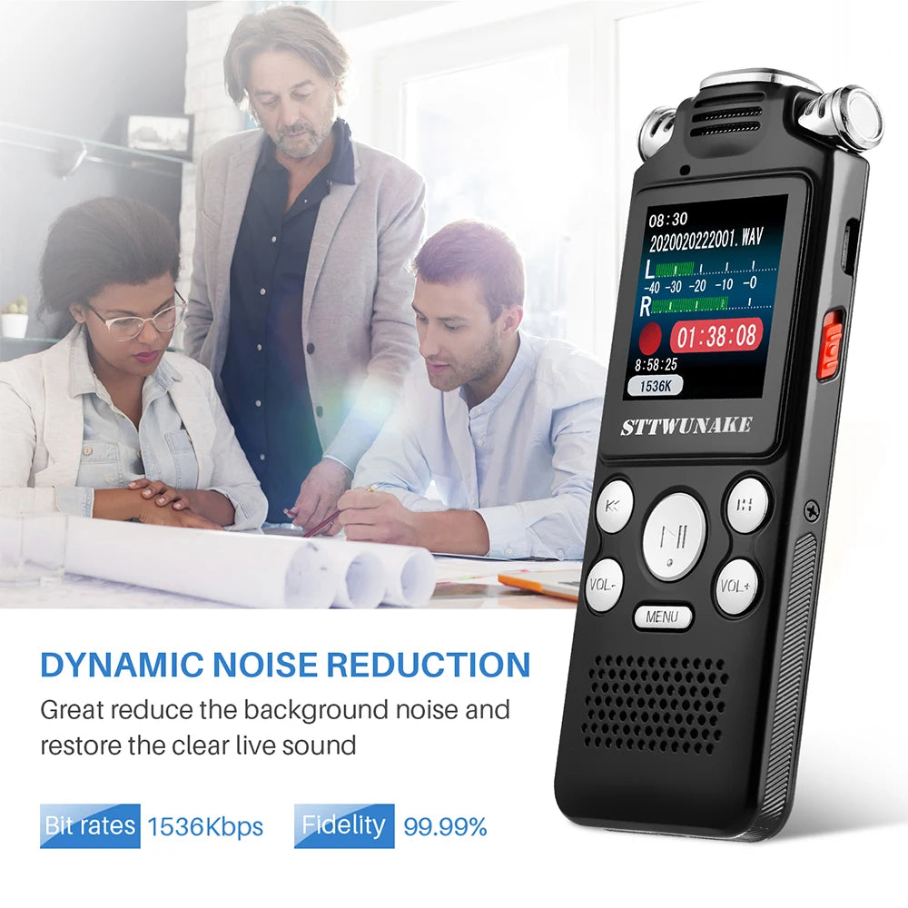 Professional Voice-Activated Digital Audio Recorder – Noise Cancelling, PCM Recording, MP3 Player (8GB/16GB/32GB)