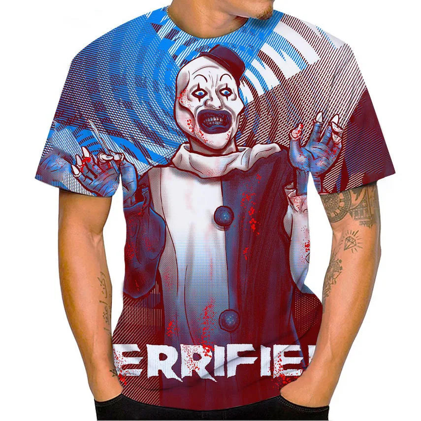 Terrifier Horror 3D Print T-Shirt – Oversized Unisex Streetwear Tee for Men, Women & Kids | Gothic Haunted Fashion