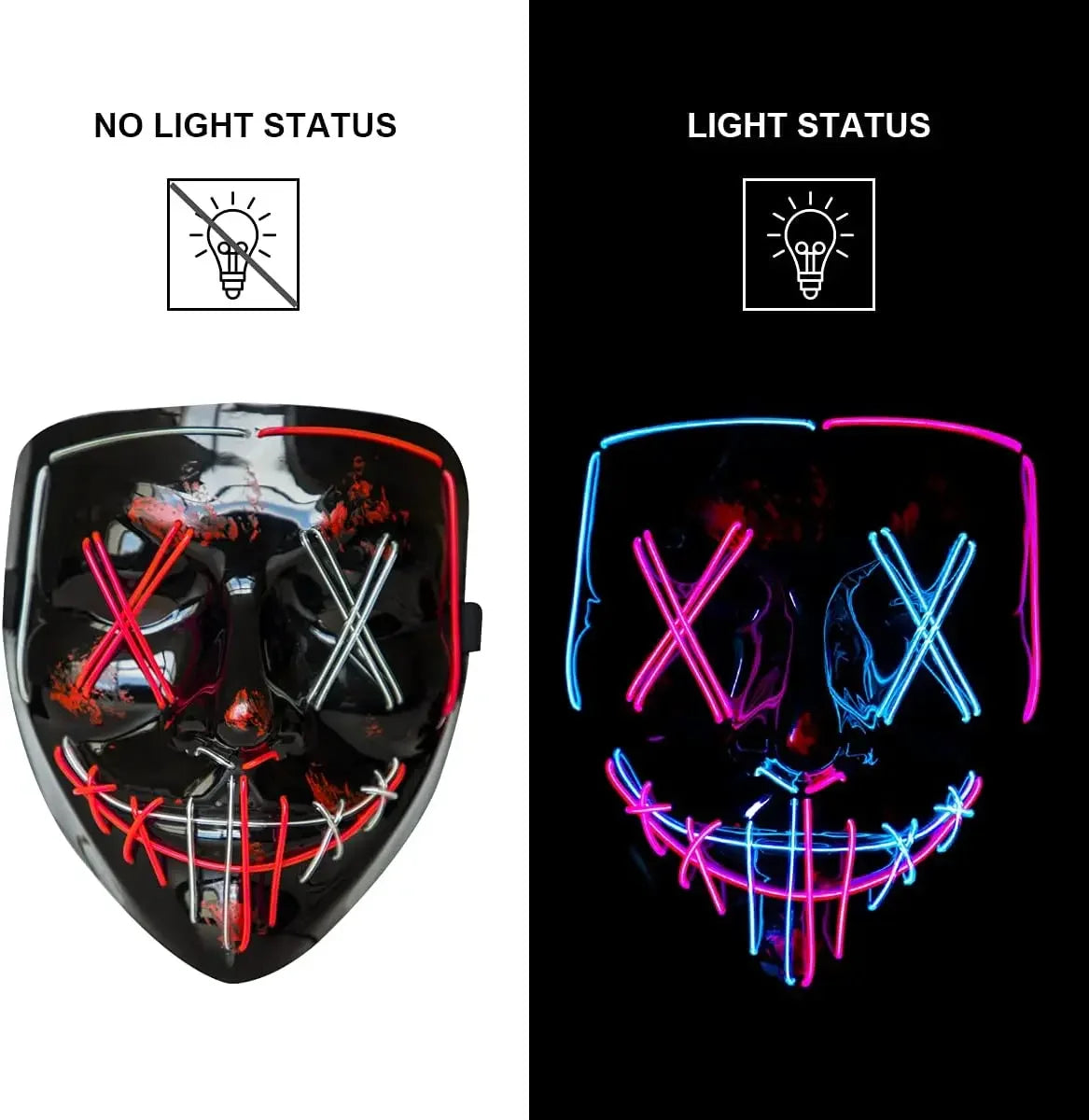 Poptrend LED Halloween Mask – Light-Up Scary Mask for Ghost Hunting & Horror Enthusiasts