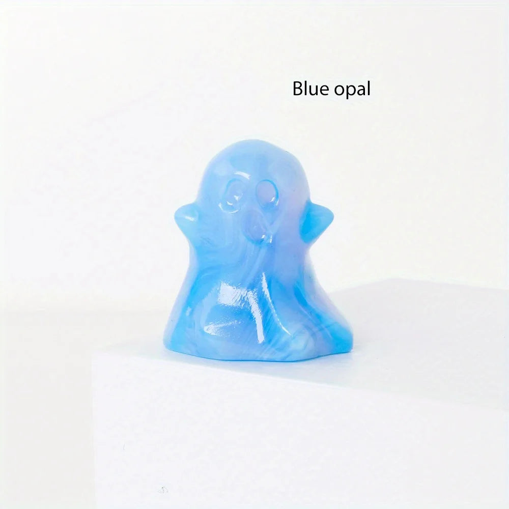 Natural Crystal Ghost Statue – Haunted Halloween Ornament & Home Décor