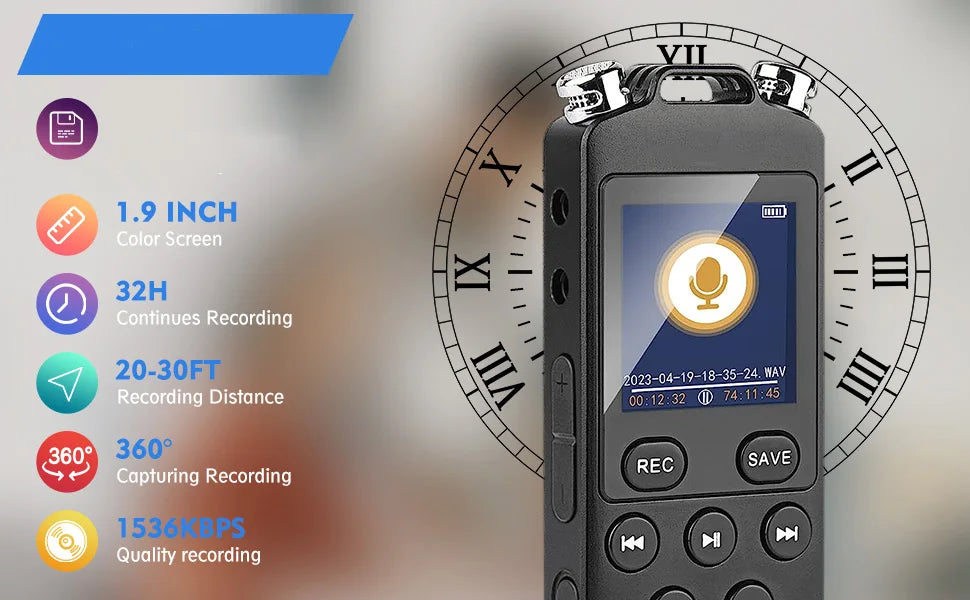 Digital Voice Recorder Voice Activated Recorder for Lectures Meetings - aiworth 9860 Hours Sound Audio Recorder Dictaphone Recor