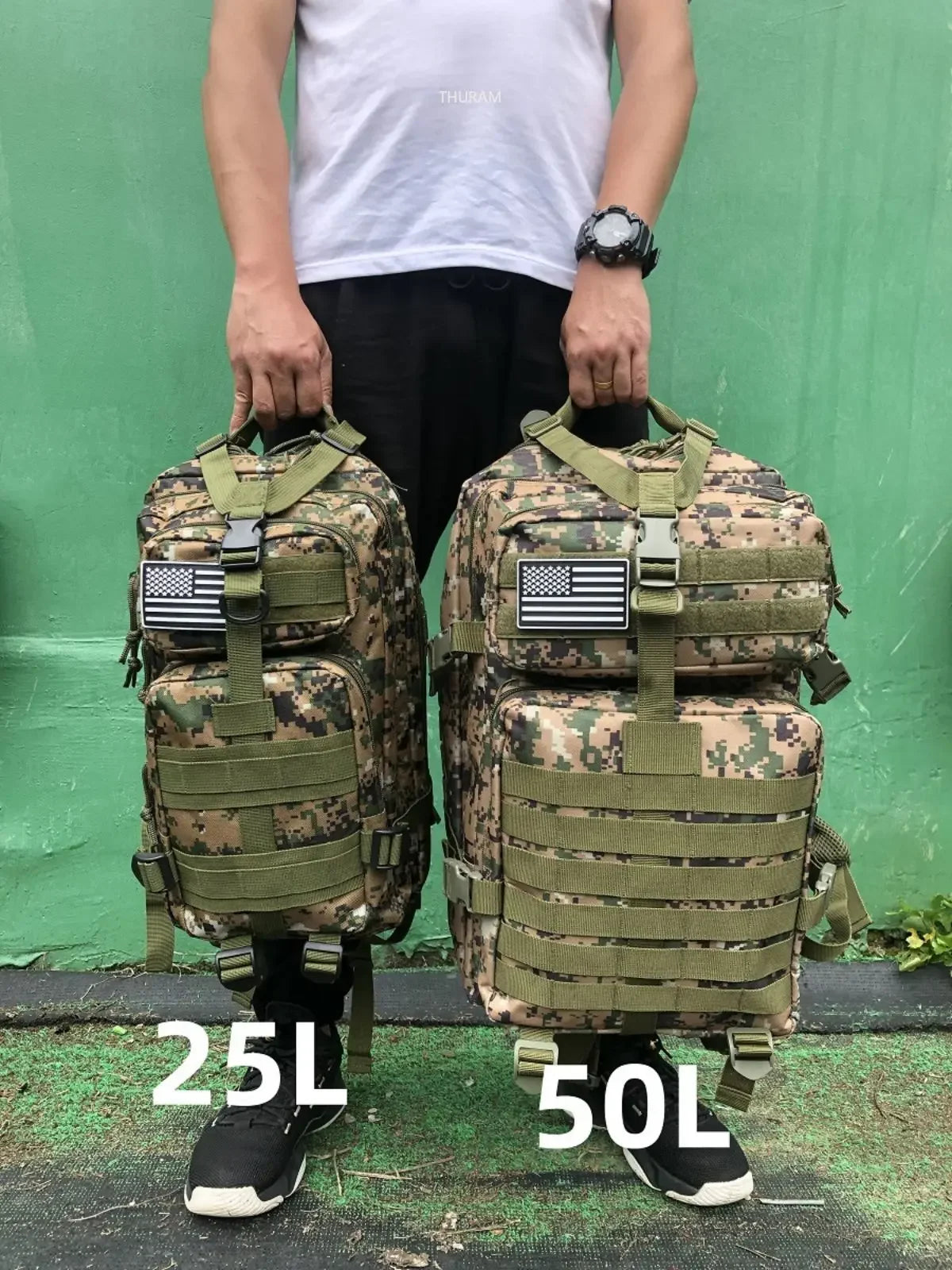 Waterproof Tactical Backpack – 25L/50L Nylon Rucksack for Hunting, Camping, Hiking & Outdoor Survival Gear