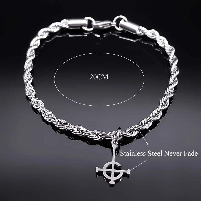 Ghost BC Nameless Ghoul Bracelet – Stainless Steel Band Symbol Jewelry for Men & Women