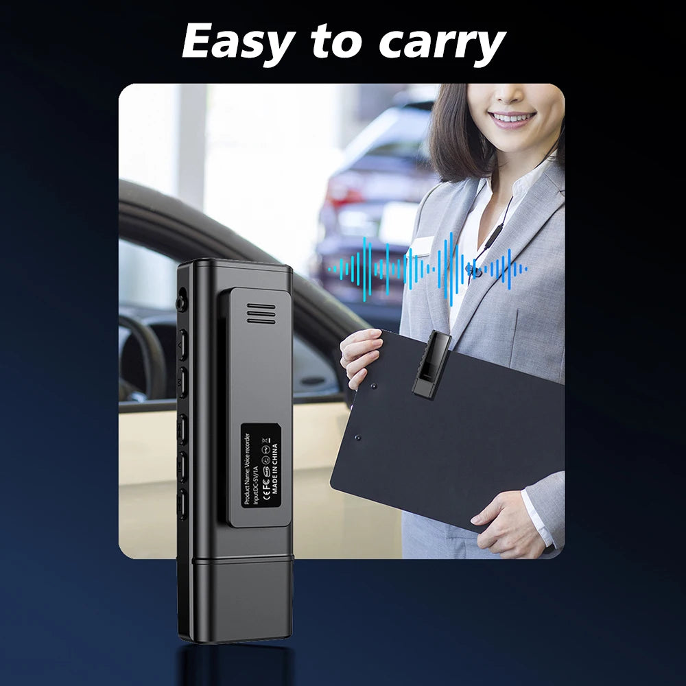Mini Pocket Voice-Activated Recorder with Back Clip – Professional Noise-Canceling Digital Audio Recorder & MP3 Player