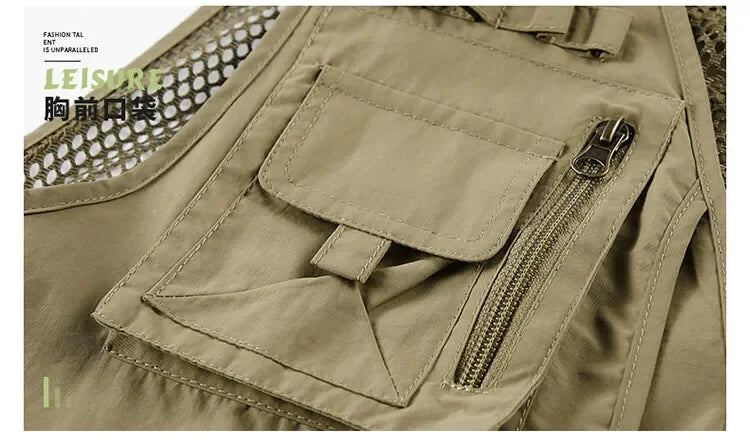 Men’s Tactical Vest – 14 Pocket Mesh Cargo Waistcoat for Hiking, Fishing & Outdoor Adventures | Lightweight Summer Jacket