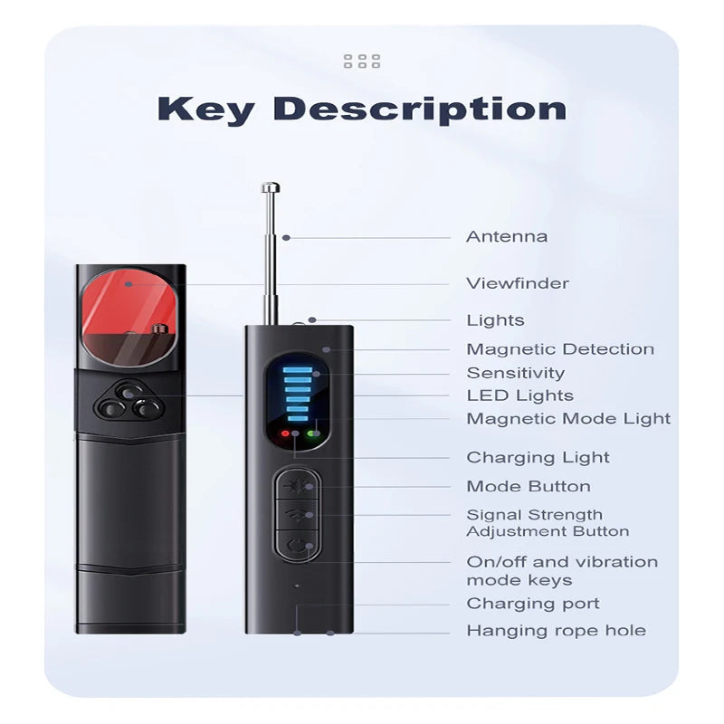 Anti-Spy Hidden Camera Detector – Professional Bug Scanner & Infrared Sensor for Security & Paranormal Investigations