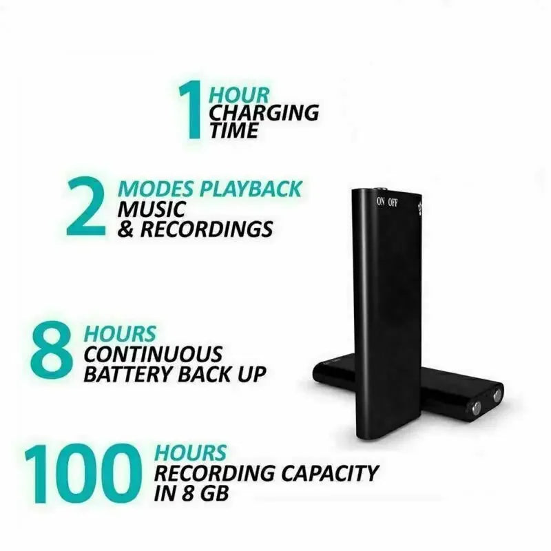 Mini Voice Recorder | Portable Intelligent Sound Recorder with Voice Activation, HD Noise Reduction, MP3 Player & OTG Support