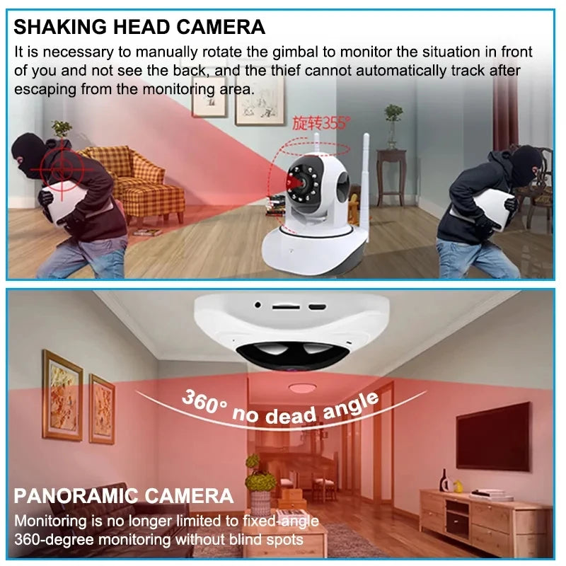 3MP 1296P Yoosee/Eseecloud 360° Ghost Hunting & Surveillance VR IP Camera – Night Vision & Motion Detection