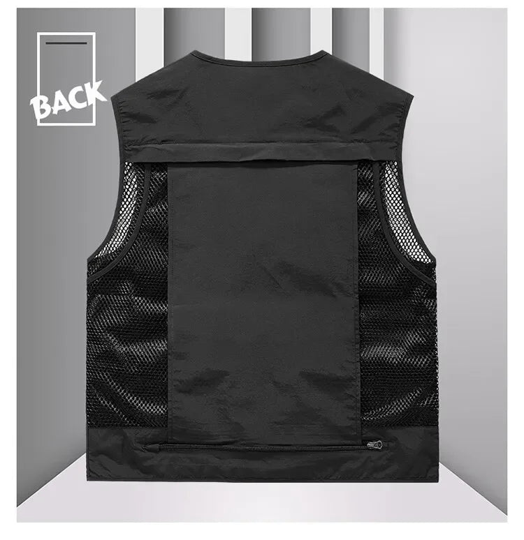Men’s Tactical Vest – 14 Pocket Mesh Cargo Waistcoat for Hiking, Fishing & Outdoor Adventures | Lightweight Summer Jacket