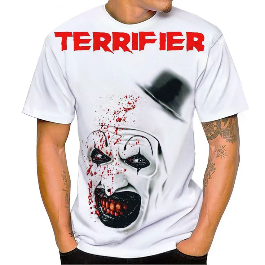 Terrifier Horror 3D Print T-Shirt – Oversized Unisex Streetwear Tee for Men, Women & Kids | Gothic Haunted Fashion