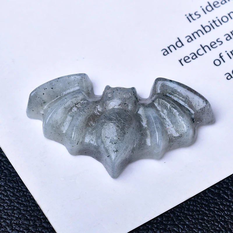Natural Crystal Carved Bat – Gothic Halloween Decor & Paranormal Gift