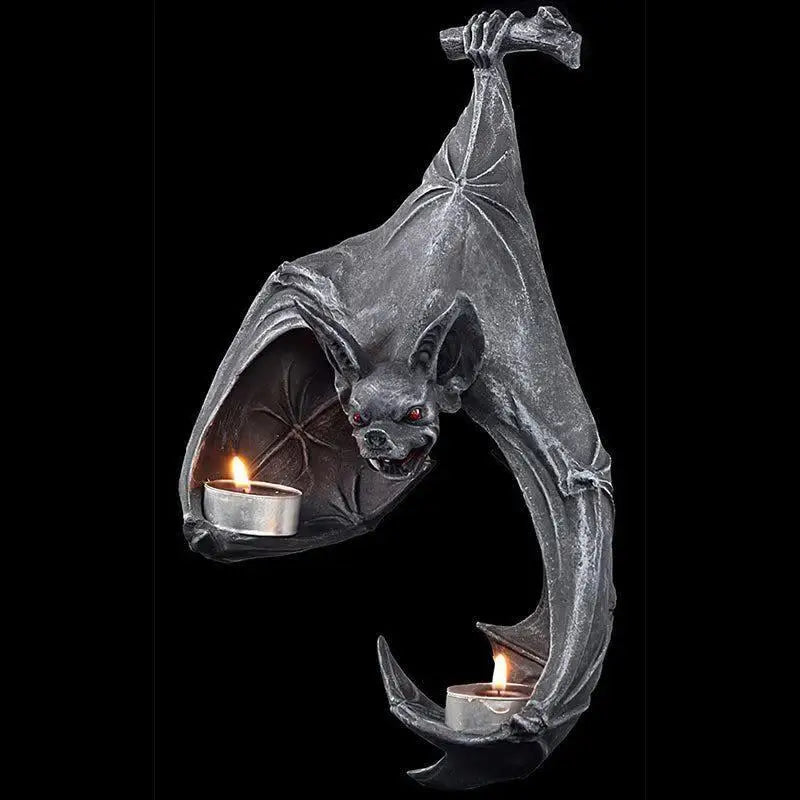 Bat Wall Tealight Holder – Haunted Candle Statue for Ghost Hunters & Halloween Decor