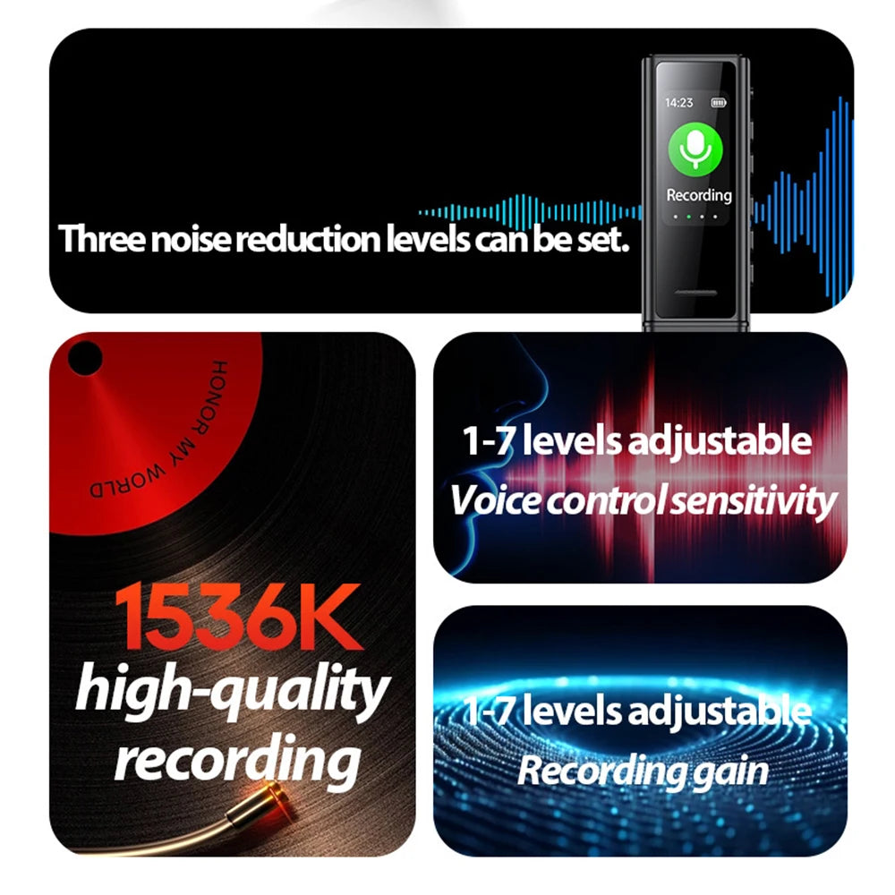 Mini Pocket Voice-Activated Recorder with Back Clip – Professional Noise-Canceling Digital Audio Recorder & MP3 Player