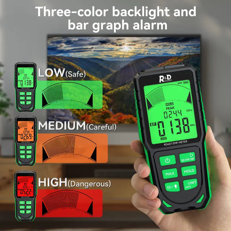 RD637 EMF Detector – Handheld Electromagnetic Field & RF Radiation Meter for Ghost Hunting