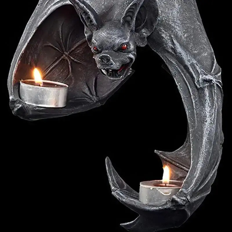 Bat Wall Tealight Holder – Haunted Candle Statue for Ghost Hunters & Halloween Decor