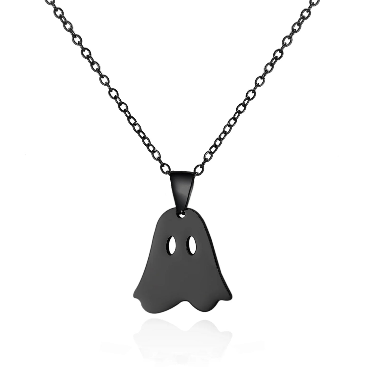 Halloween Pendant Necklace – Stainless Steel Black Cat, Ghost, Spider & Pumpkin Charm | Gothic Friendship Jewelry Gift