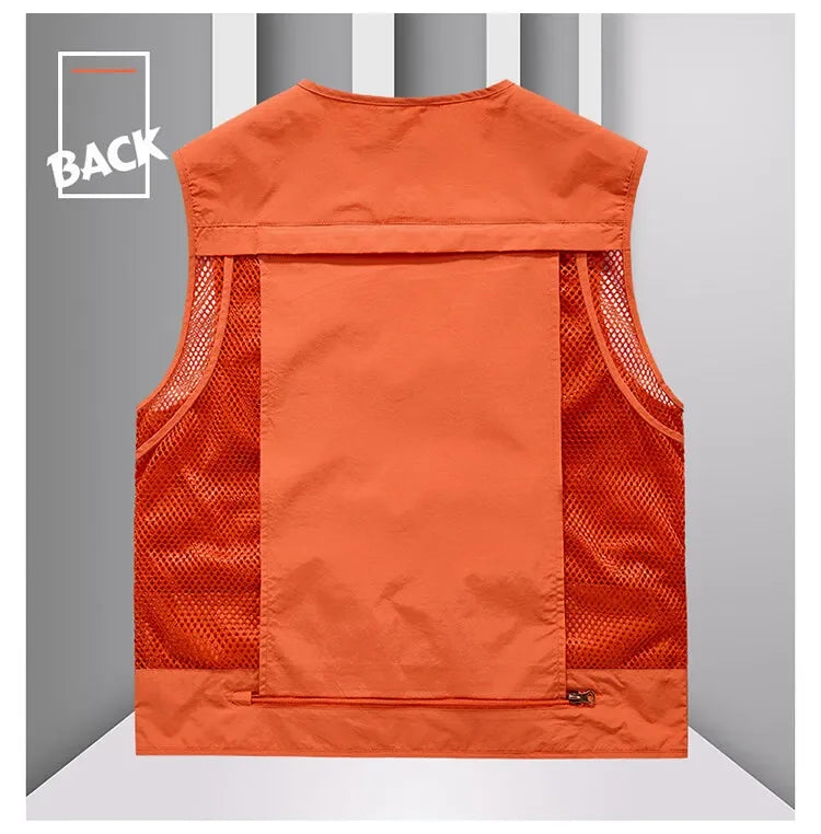 Men’s Tactical Vest – 14 Pocket Mesh Cargo Waistcoat for Hiking, Fishing & Outdoor Adventures | Lightweight Summer Jacket
