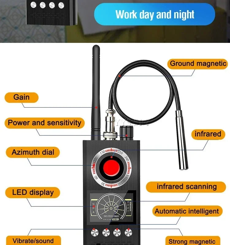 K68 Professional Anti-Spy Camera Detector – RF Bug Scanner & GPS Tracker Finder for Ghost Hunting & Security