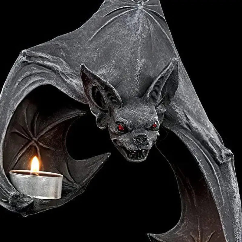 Bat Wall Tealight Holder – Haunted Candle Statue for Ghost Hunters & Halloween Decor