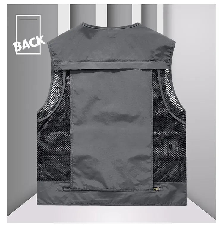 Men’s Tactical Vest – 14 Pocket Mesh Cargo Waistcoat for Hiking, Fishing & Outdoor Adventures | Lightweight Summer Jacket