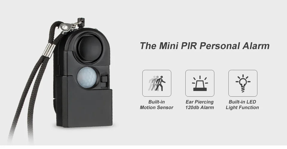 KERUI Mini Motion Detector Alarm – 120DB Siren & SOS LED Light for Ghost Hunting & Security