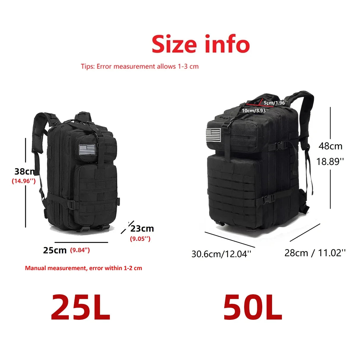 Waterproof Tactical Backpack – 25L/50L Nylon Rucksack for Hunting, Camping, Hiking & Outdoor Survival Gear