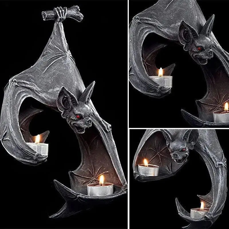 Bat Wall Tealight Holder – Haunted Candle Statue for Ghost Hunters & Halloween Decor