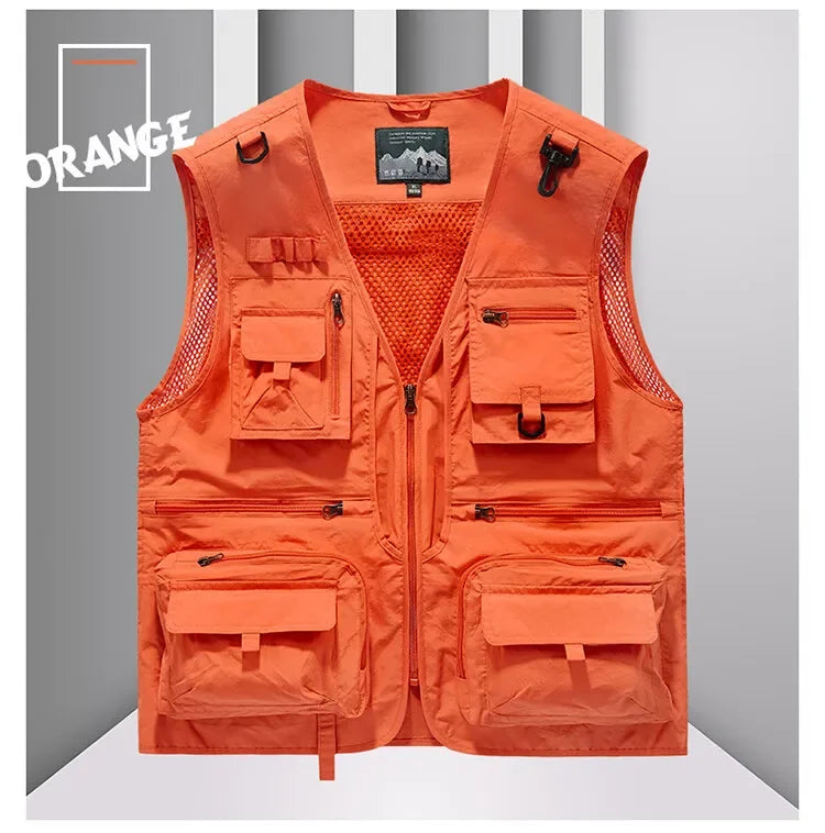 Men’s Tactical Vest – 14 Pocket Mesh Cargo Waistcoat for Hiking, Fishing & Outdoor Adventures | Lightweight Summer Jacket