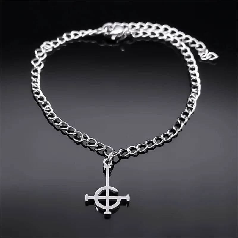 Ghost BC Nameless Ghoul Bracelet – Stainless Steel Band Symbol Jewelry for Men & Women