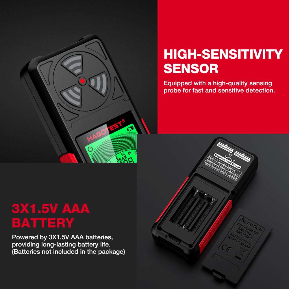 HT627 3-in-1 EMF Meter – Electromagnetic Field Detector for Paranormal Investigations & Ghost Hunting