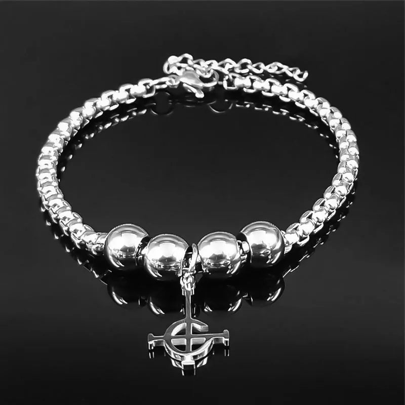 Ghost BC Nameless Ghoul Bracelet – Stainless Steel Band Symbol Jewelry for Men & Women