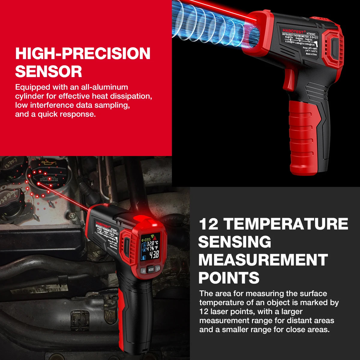 HABOTEST HT650 Digital Infrared Thermometer – Ghost Hunting & Paranormal Detection IR Temp Gun