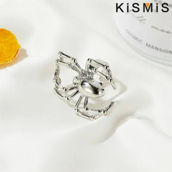 Halloween Spider Ring – Black & White Gothic Ghost Festival Jewelry