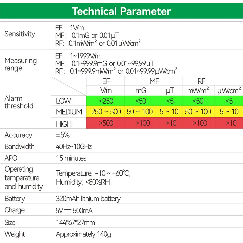 RD637 EMF Detector – Handheld Electromagnetic Field & RF Radiation Meter for Ghost Hunting