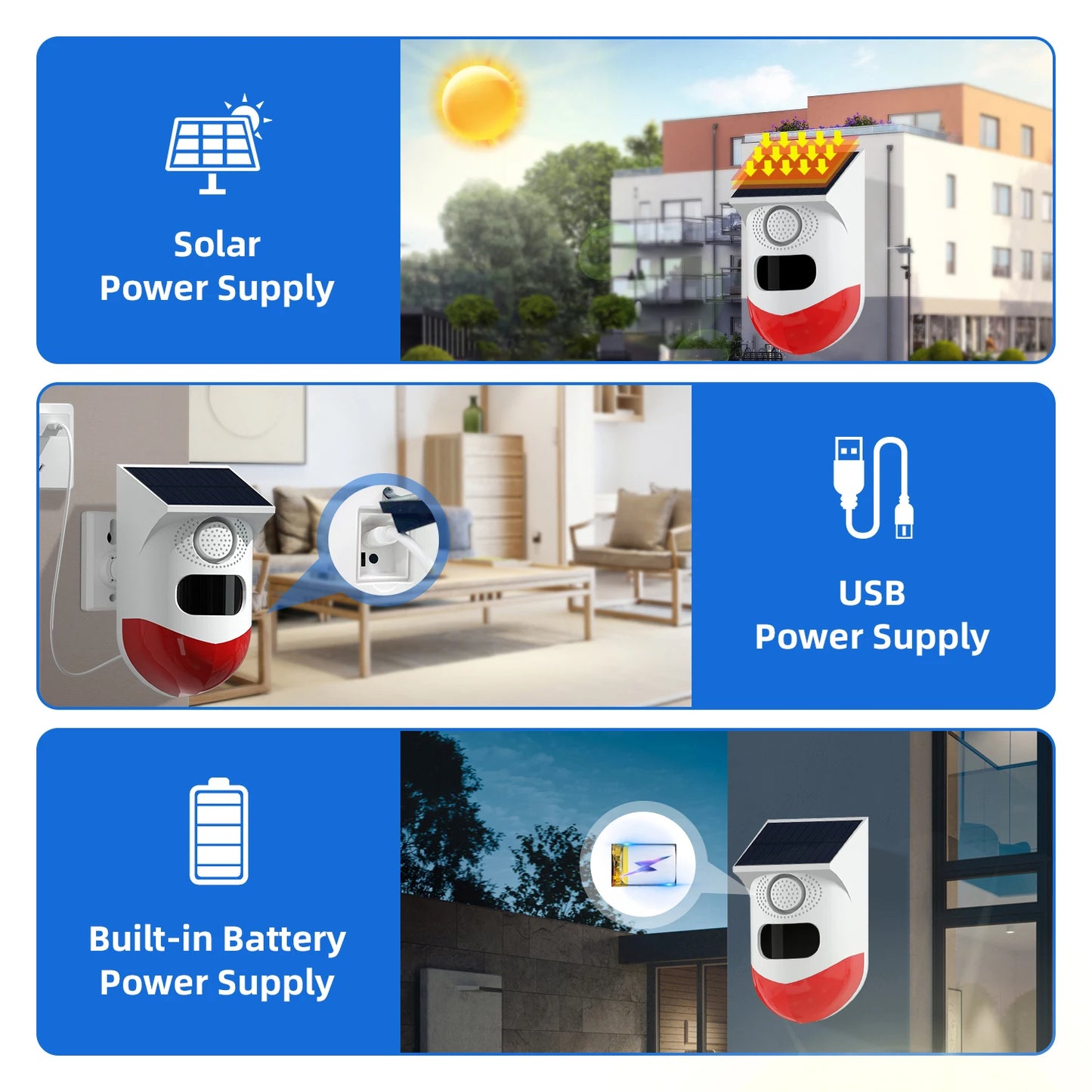 Angus Outdoor Solar Infrared Motion Sensor Alarm – Ghost Hunting & Security Siren (IP67 Waterproof, Anti-Theft, Anti-Pet False Alarm)