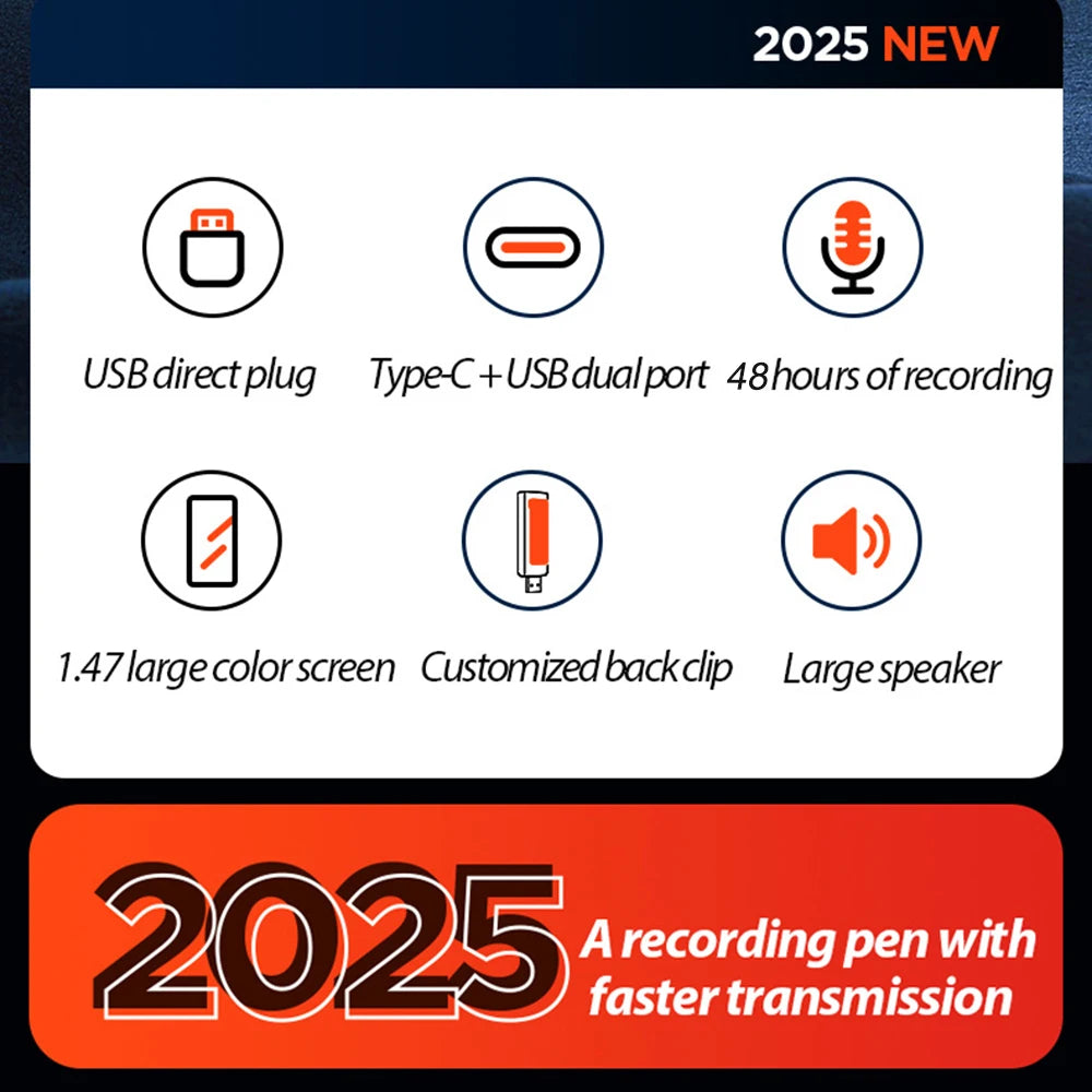 Mini Pocket Voice-Activated Recorder with Back Clip – Professional Noise-Canceling Digital Audio Recorder & MP3 Player