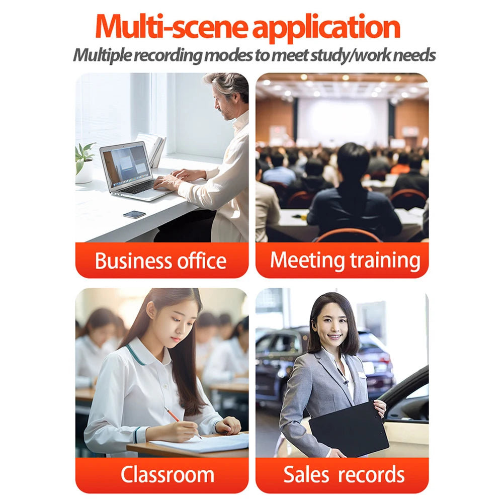 Mini Pocket Voice-Activated Recorder with Back Clip – Professional Noise-Canceling Digital Audio Recorder & MP3 Player